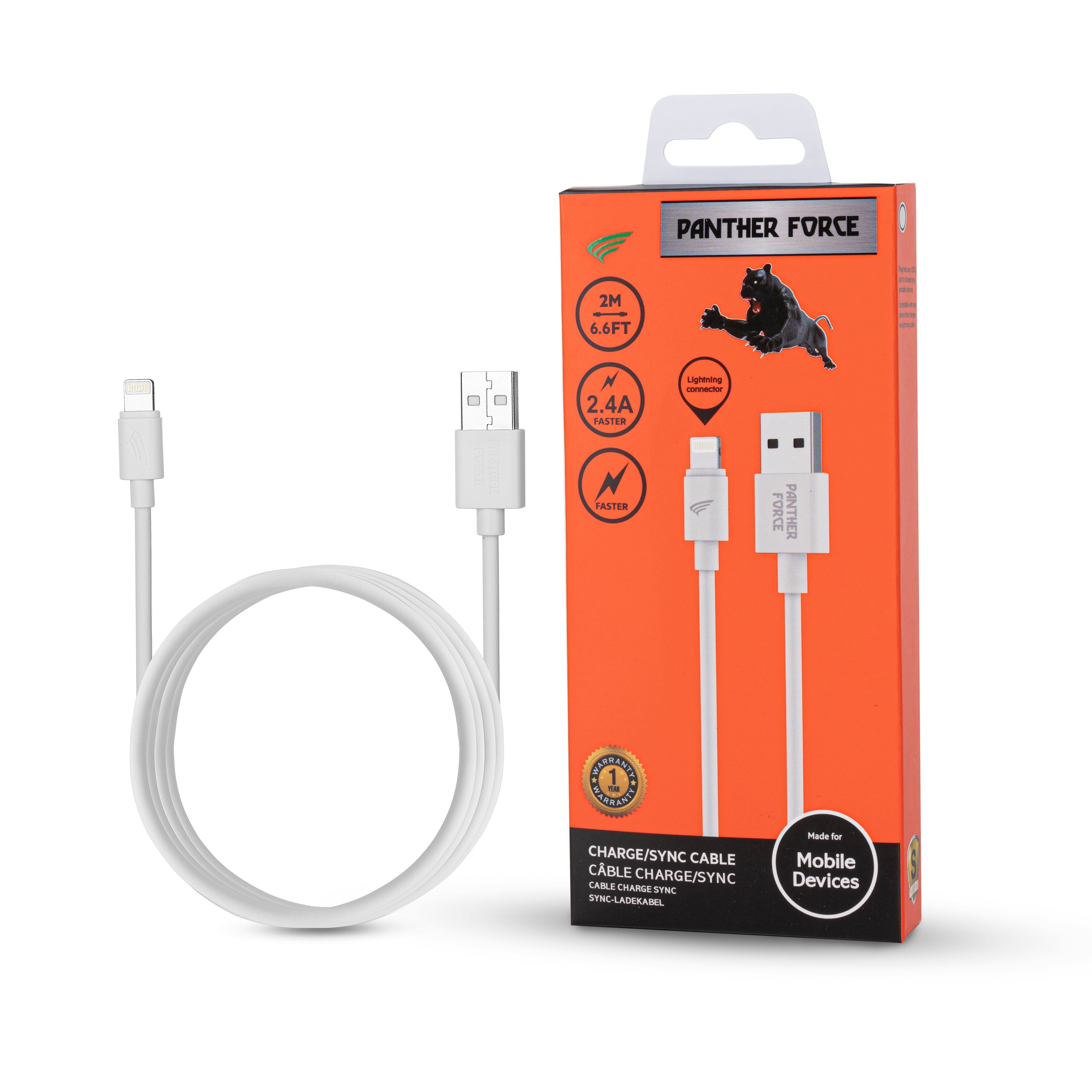 USB to iPhone cable -2.4 AMP
