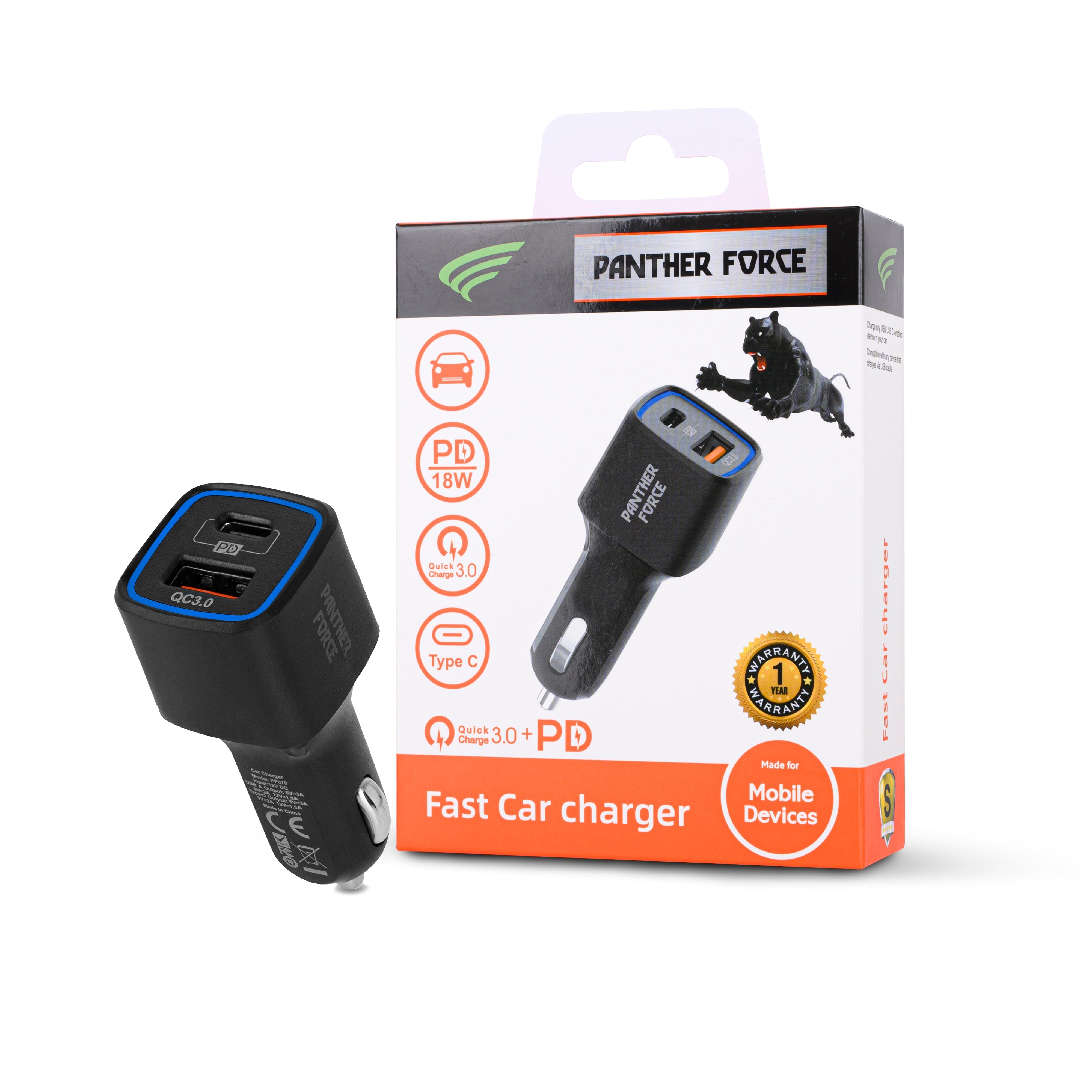 Fast Car Charger-Quick Charge-Type-C Supported