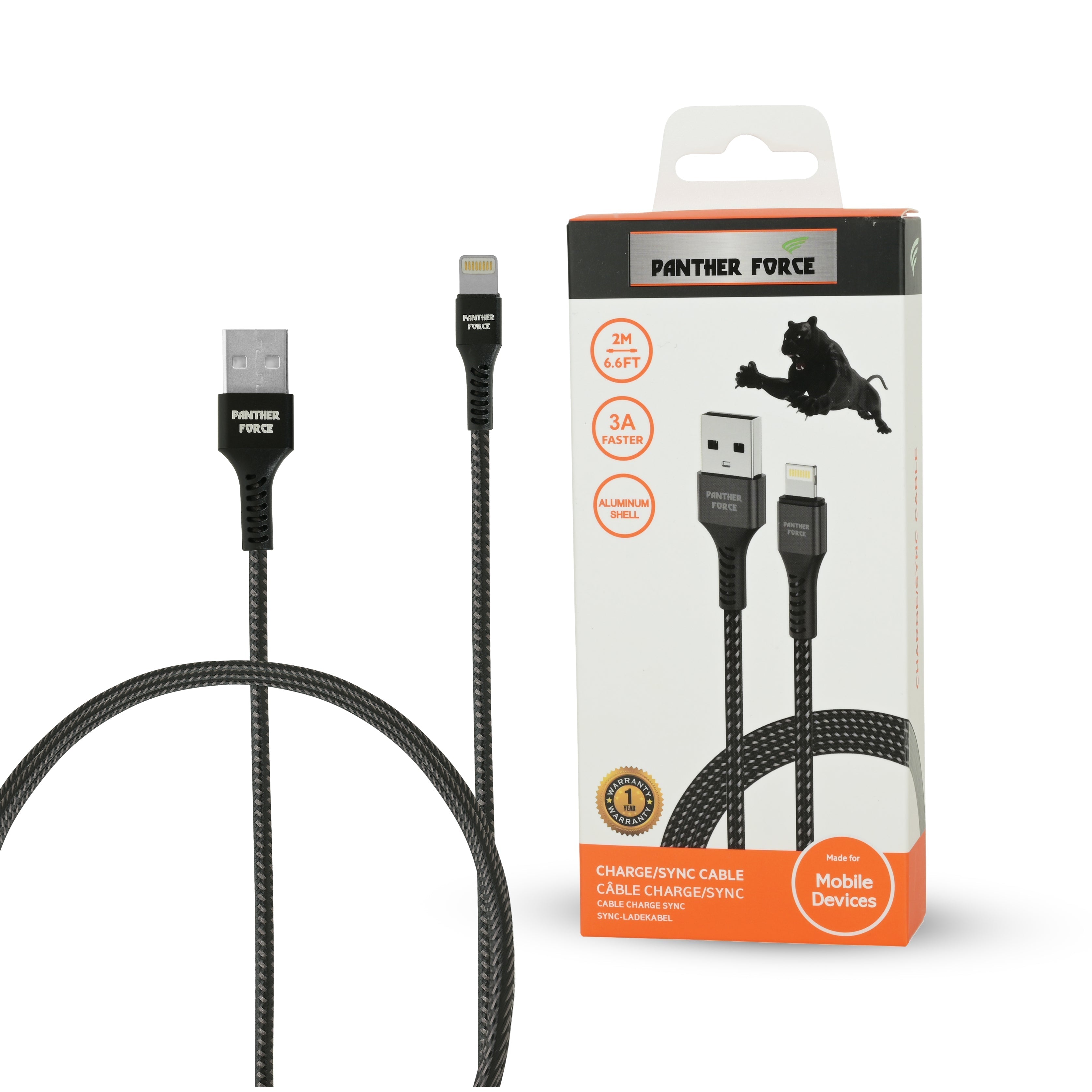 2M Apple Lightning Charge/Sync Cable-3A Faster- Aluminum shell