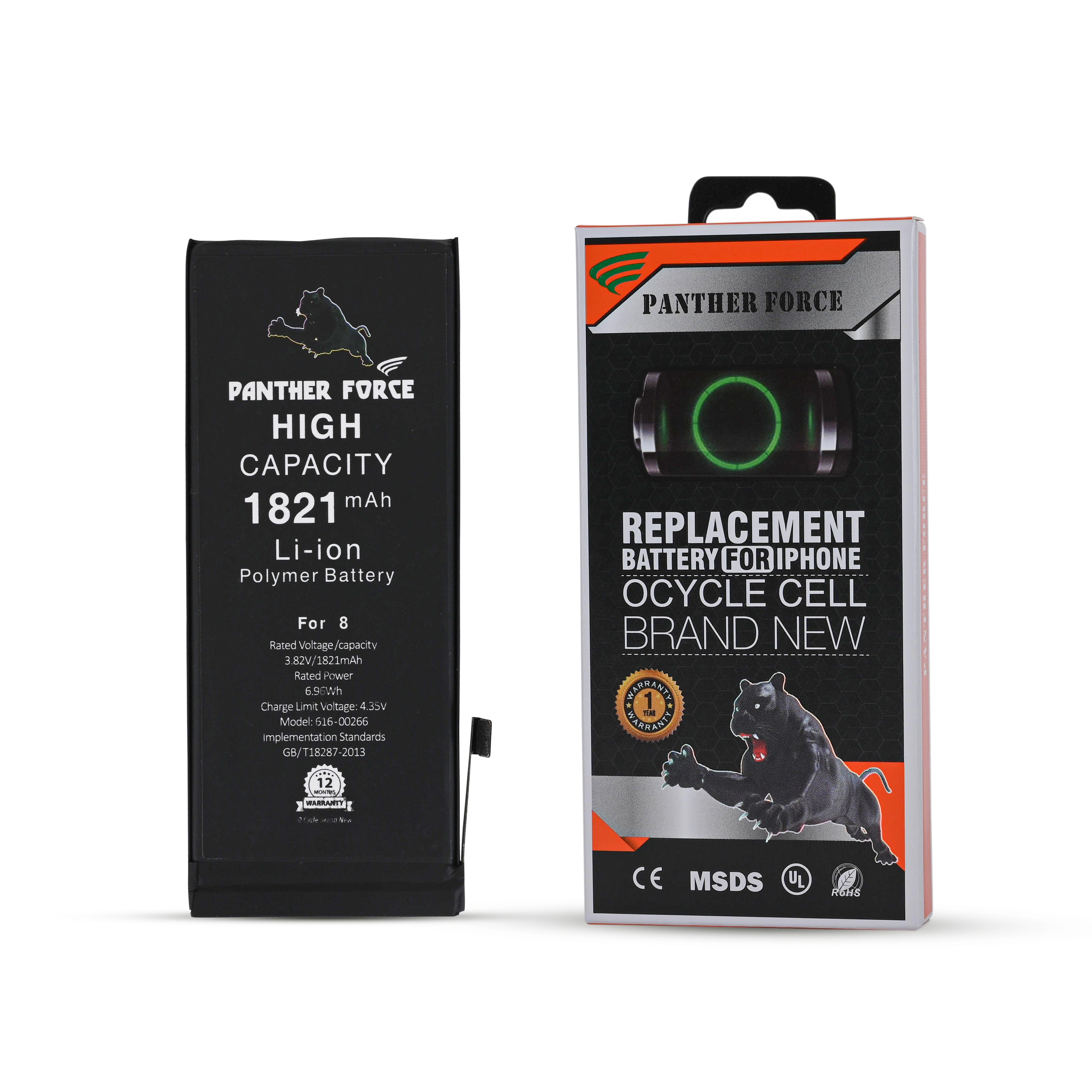 GENUINE PANTHER FORCE® REPLACEMENT BATTERY FOR APPLE iPHONE 8– 1821 mAh